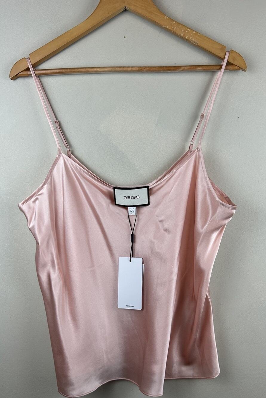 Reiss Size 12 Pink Silk Cami Shirt New Flowy Feminine Luxury Layering